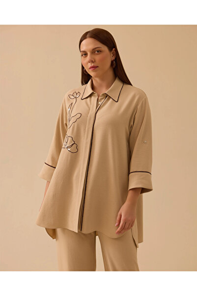 Generic Brand Plus Size Crinkle Fabric Shirt