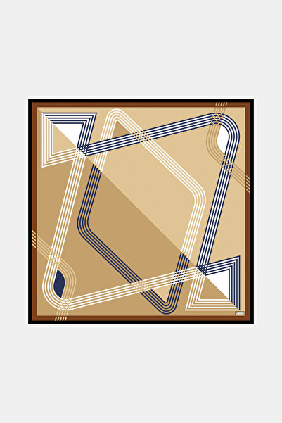 Vakko CAMEL GEOMETRİK DESENLİ TWILL EŞARP