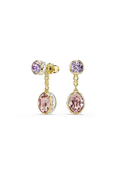 Swarovski Chroma damla küpeler, Karışık kesimler, Çok renkli, Altın rengi kap...