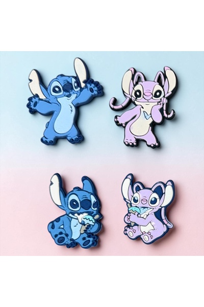 Buki'nin Atölyesi Jibbitz Terlik Süsü 4 lü set Stitch ve Lilo Seti