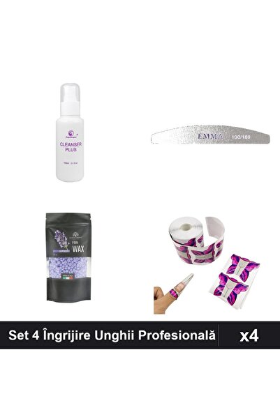 Makeup Set 4 Îngrijire Unghii cu Degresant FSM, Pilă Emma, Ceară Epilare Lava...