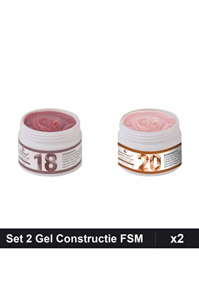 Makeup Set 2 Gel Constructie UV LED FSM 15g, Nuante 18 și 20, Manichiura Prof...