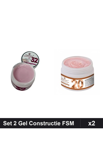 Makeup Set 2 Gel Constructie UV LED FSM 15g, Nuante 32 și 20, Builder Unghii