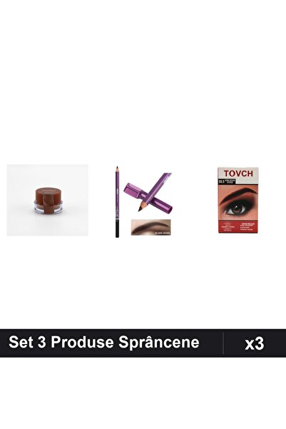 Makeup Set 3 Produse Sprâncene Ruby Rose & Mn, Gel Medium, Creion 02, Vopsea ...