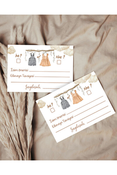 Pankart Evi Babyshower Cinsiyet Tahmin ve Dilek Tavsiye Kartı 8 adet - Bebek Cinsiyet Partisi - Boy Or Girl