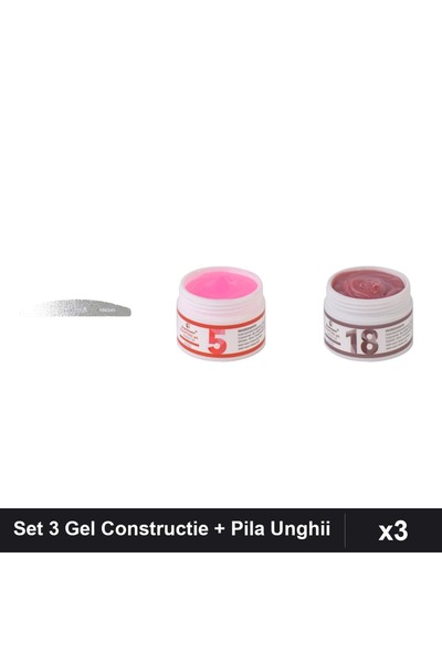 Makeup Set 3 Unghii Gel FSM Builder UV LED 15g, Pila Emma 150/240, Constructi...