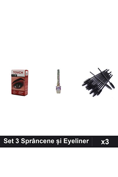 Makeup Set 3 Sprâncene Vopsea Nuanță 3.5 + Eyeliner Kiss Beauty + 10 Periuțe ...