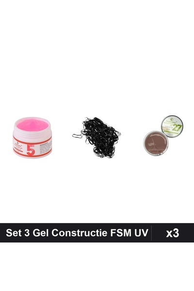 Makeup Set 3 Gel Constructie UV LED FSM 15g, Nuante 05 și 27, Manichiura Unghii
