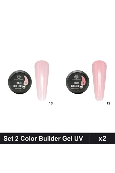 Makeup Set 2 Color Builder UV Gel 15g Global Fashion, Peony Strawberry Shades...