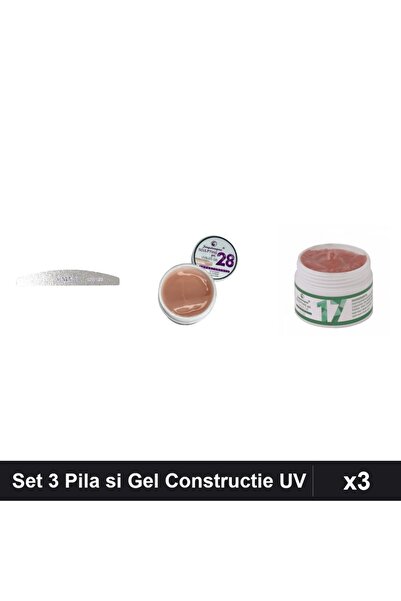 Makeup Set 3 Pila Unghii Emma 100/120 si Gel Constructie UV LED FSM 15g, Nuan...