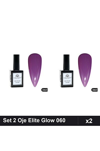 Makeup Set 2 Oje Semipermanente Global Fashion Elite Glow 15ml, Nuanță 060, G...