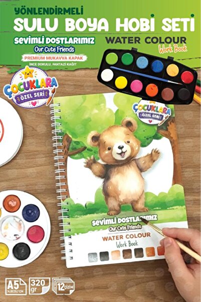 TUĞSET Yönlendirmeli Sulu Boya Hobi Seti Watercolor Workbook Defter Çiçek Flo...