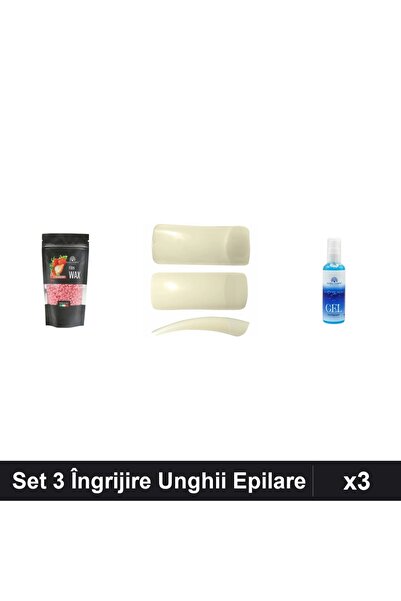 Makeup Set of 3 Nail Care: Strawberry Hair Removal Wax 100g, Square Tips 100p...