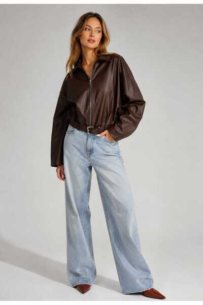 PALMA Yeni Sezon Suni Oversize Bomber Deri Ceket