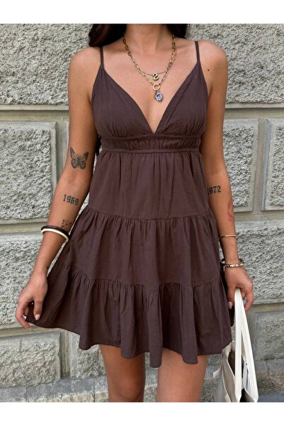 Paraf style V-Neck Thin Strap Summer Dress