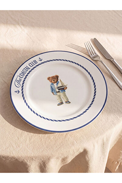 LC Waikiki Rmz Gi̇yi̇m Farkiyla Cute Teddy Bear Printed Porcelain Serving Plate