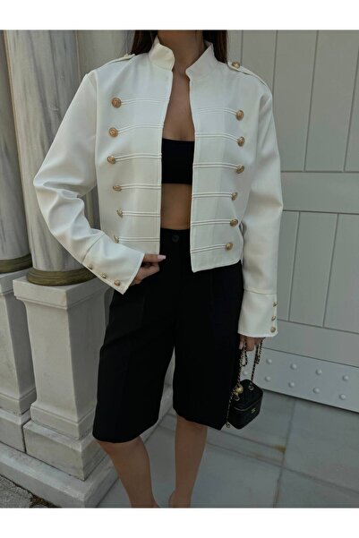Julidress Premium Design Napoleon Jacket with Gold Button Detail