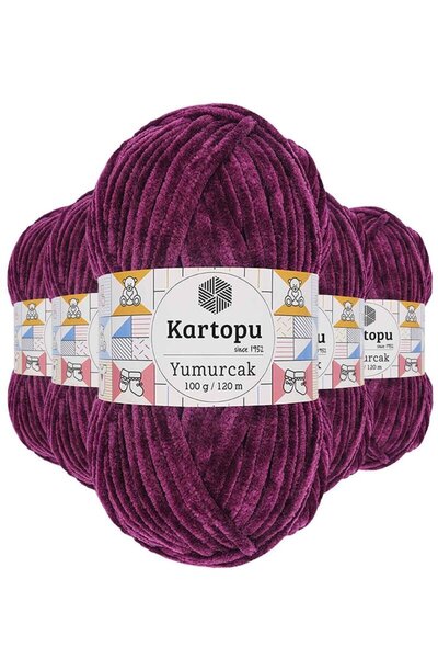 atastore2017 5 Pieces Yumurcak Velvet Hand Knitting Thread Plum K726
