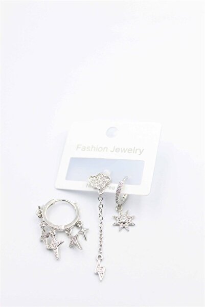atastore2017 Triple cloud earrings - silver