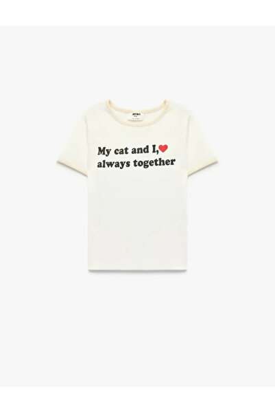 Koton Cotton Short Sleeve Crew Neck Printed T-Shirt