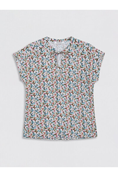 LC Waikiki Tie Neck Detailed Patterned Women's Blouse