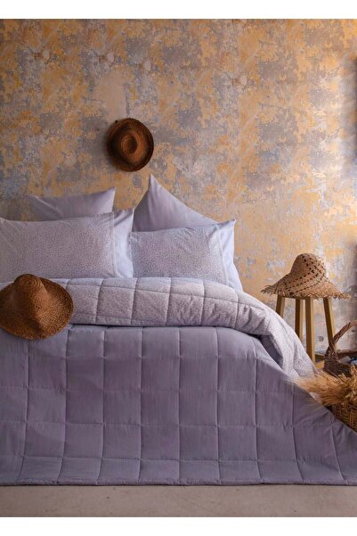 Apricitas HOME Çift Kişilik Yatak Örtüsü Lastlikli Çarşaflı Set İnes Bej 4 Parça