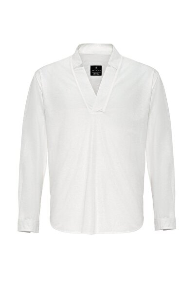 S13 Store Slim Fit Erkek Uzun Kollu Geniş Yaka Gömlek