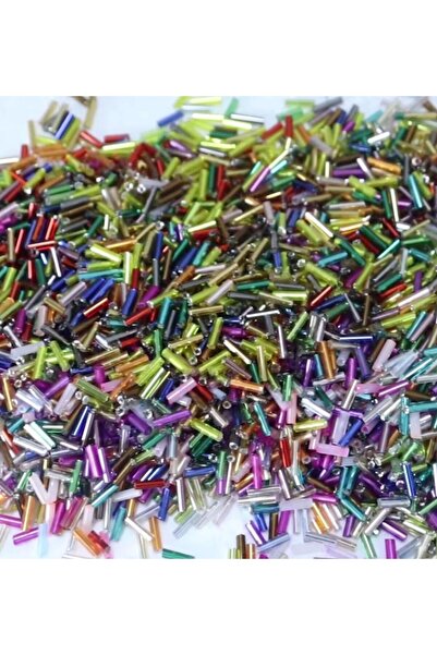 yiğit aksesuar 50 gram (1450-1500 adet) delikli dikilebilir Cam Boru Renkli b...
