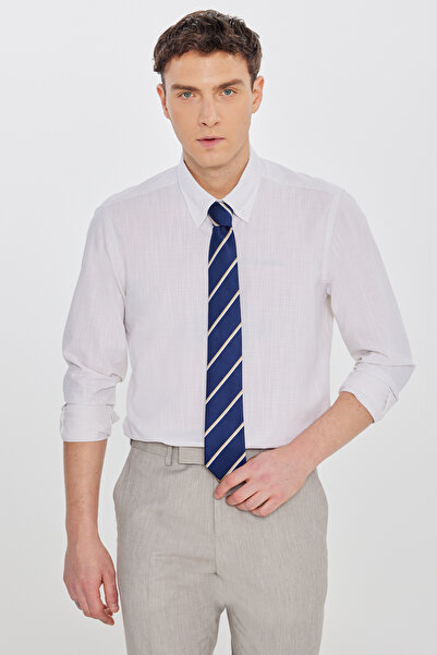 ALTINYILDIZ CLASSICS Men's Beige 100% Cotton Slim Fit Button-Down Collar Dobb...
