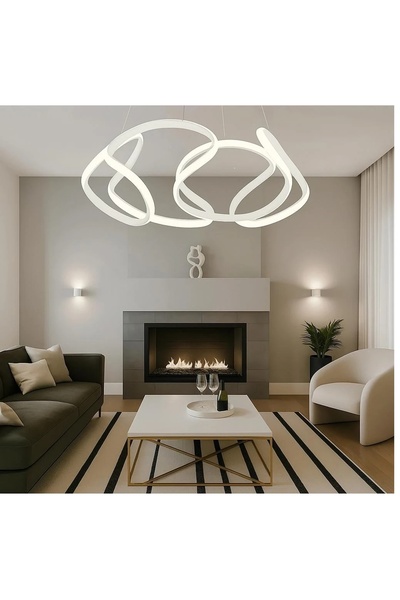Elektroyou Artemis Beyaz Sarkık Power Beyaz Ledli Sarkık Ledli Avize Modern L...