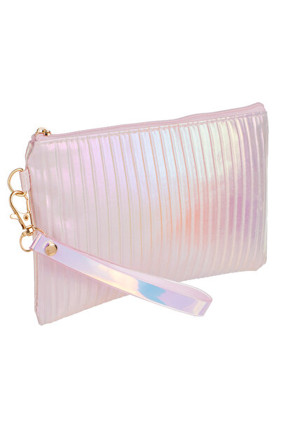 Zumzeria Holographic Metallic Clutch Bag with Handle for Women 19x12cm