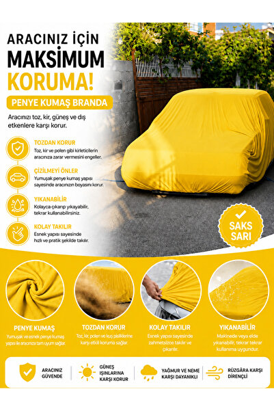 zifona Auto Branda Car Cover Combed Cotton Luxury Washable Logo-Free Yellow H...