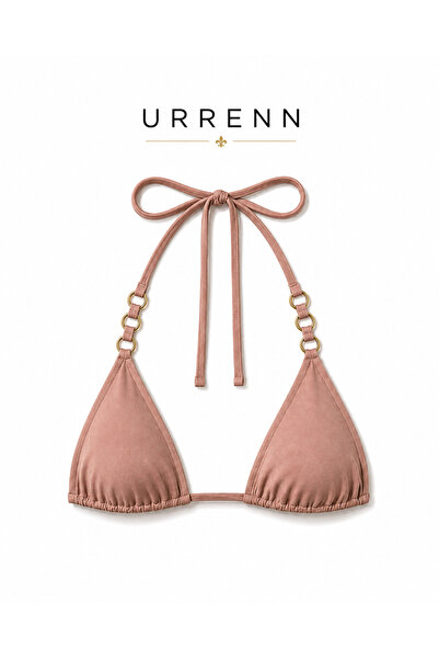 Urrenn Triangle Bikini Top — Halter Neck Quick Dry Single Top Bikini with Rin...