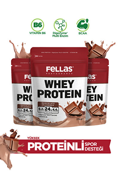 Fellas Whey Protein Tozu Çikolata Aromalı (175 g) x 3