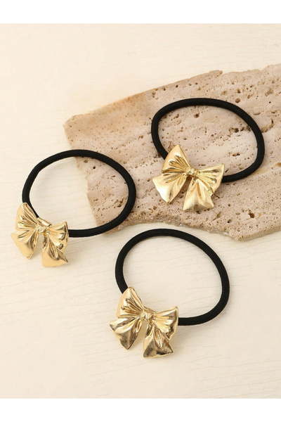 Take Two By Styli Pack of 3 - Gold Bow Hair Tie
