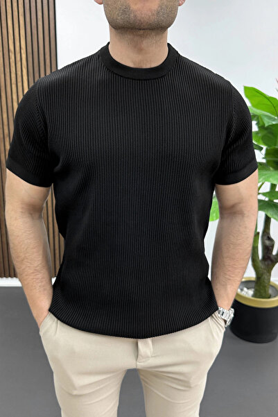 Edwox Men's Crew Neck Lycra T-Shirt Black Edw484