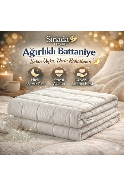 Sinada Ağırlıklı Sarılma Battaniyesi / Yorganı 6 kg 82 Tel %100 Pamuk Saten K...