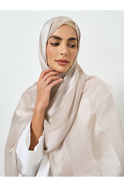 Take Two By Styli Beige Breathable Stretchy Pearl Chiffon Hijab