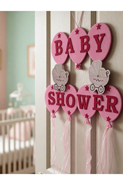 Deniz Party Store Pembe Keçe Baby Shower Kapı Süsü 40X65 CM
