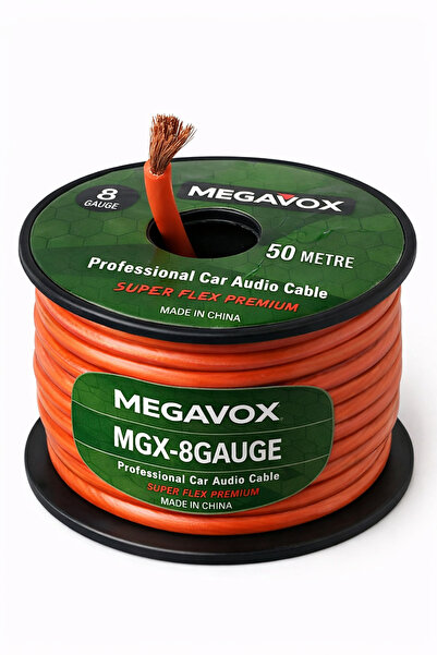 megavox MGX-8GAUGE 8GA Profesyonel Amfi Güç Kablosu – Super Flex Premium 2metre