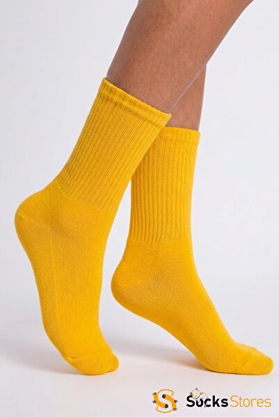 Socks Stores Unisex Cotton Yellow Colored Socks - Single Comfortable Sports T...