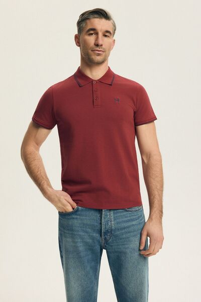 Henderson Tricou polo clasic pentru bărbați, cu guler și nasturi, logo brodat...