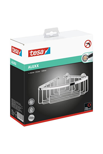 Tesa Aluxx Stainless Steel Corner Shower Shelf, Chrome, 20x19.2x9.2 cm, No Drill
