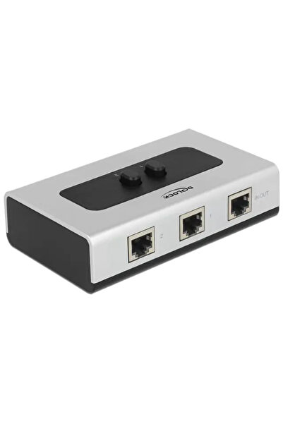 DELOCK Comutator RJ-45 (gri/negru, 2 porturi, manual, bidirecțional)