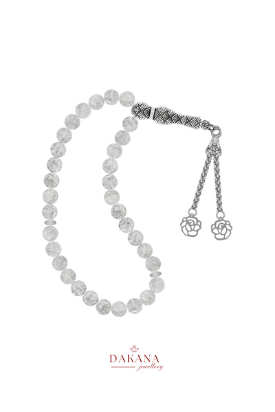 DAKANA JEWELLERY Certified 8 mm Necef Stone Lotus Flower Steel Tassel Natural...