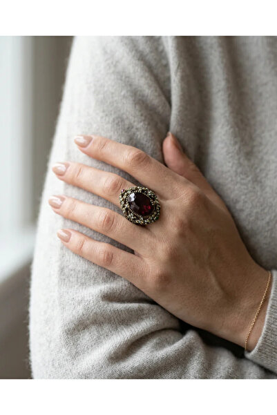 Dorvina Bronze Vintage Women's Ring Authentic Copper Jewelry with Plum Crysta...