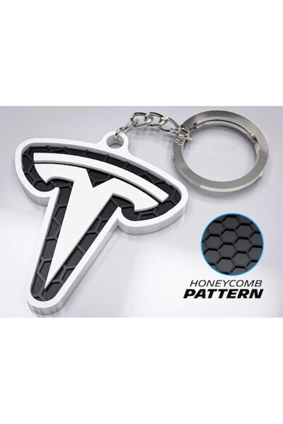 OEM Premium Car Keychain, Tesla– 3D Design with Honeycomb Texture