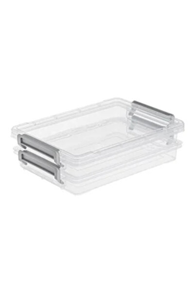 Zumzeria Set of Transparent Plastic Organizing Boxes with 2 Levels 25.4x17.5x...