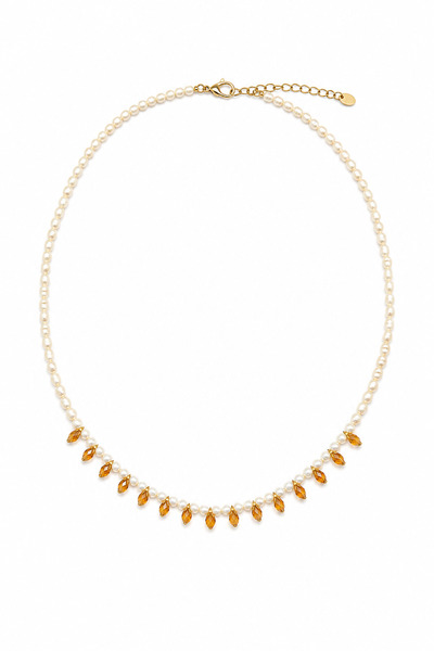 ZipZap Elegant Women's Necklace with Pearl Detail and Drop Stone
