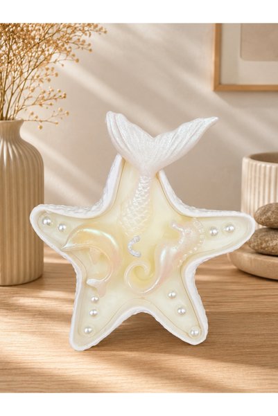 Lumera Candle Deniz yıldızı tasarımlı sedefli dekoratif mum Deniz temalı el y...